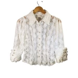 Foxiedox Long Sleeved Graceful Lace Pearl Buttons Victorian Blouse Size XS